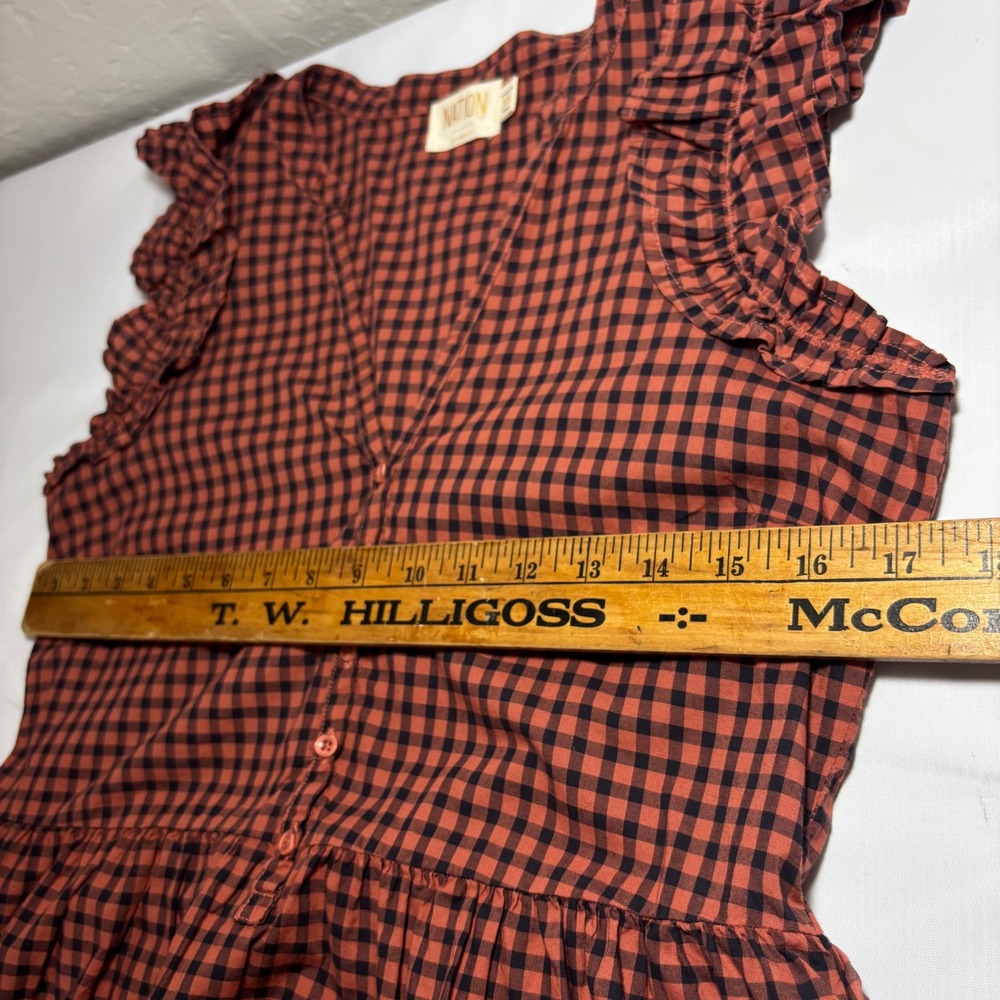 Nation LTD Tegan Ruffle Sleeve Mini Dress V‎ Neck Button Front Coral XS Pockets - Picture 11 of 12